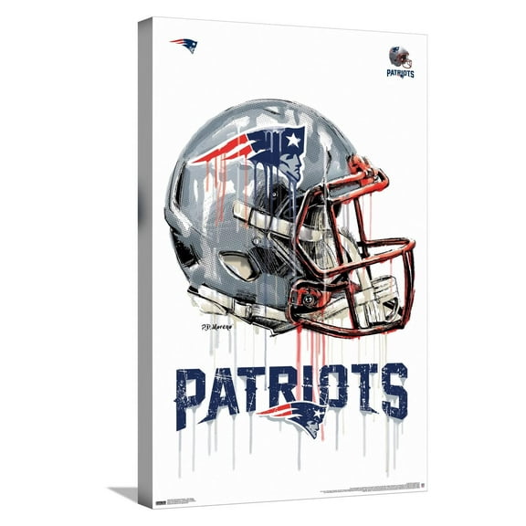 NFL New England Patriots - Drip Helmet 20 Canvas Wall Poster, 14.725" x 22.375"