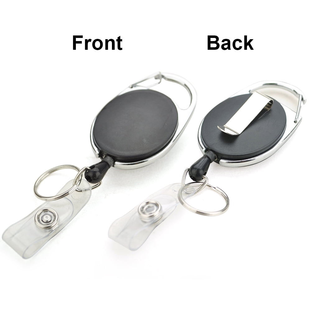 GOGO 2-Pack Plastic Badge Holder With Retractable Reel – Rigid Card Holder & Carabiner Clip, Blue