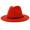thumbnail image 3 of Unisex Fashion Wide Wool Belt Flat Top Fedora Hat Party Church Hats Cap, 3 of 3