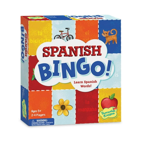 Peaceable Kingdom Bingo Espagnol - Jeux d'Apprentissage des Langues pour Enfants - Inclut un Guide de Prononciation