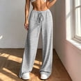 thumbnail image 3 of Lenpel Womens Plaid Pants Casual Loose Lightweight Drawstring Elastic Waist Trousers Comfy Wide Leg Lounge Pants, 3 of 7