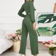 thumbnail image 5 of Puntoco Moda Mujer Sólido V-Cuello Alta Cintura Casual Manga Larga top+Pantalón Conjunto Liquidación Puntoco Puntoco-3184, 5 of 8