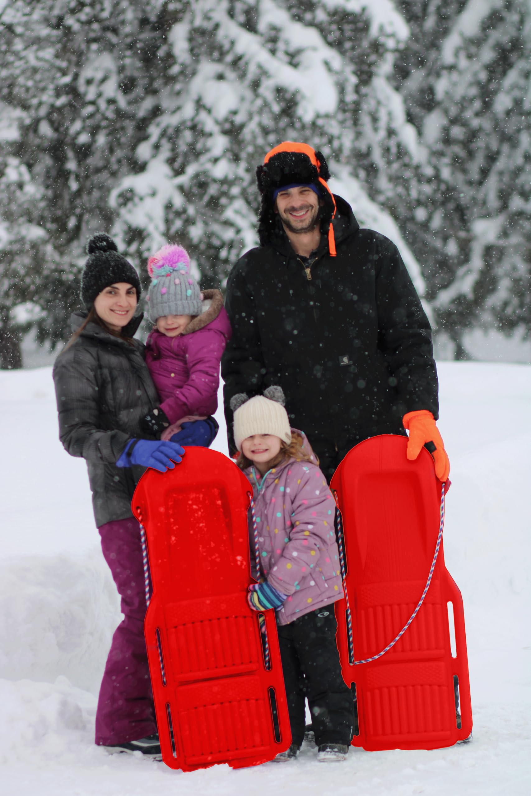 The Original Retro Racer Snow Sled by Confer Plastics, Crimson Cruiser Color, Durable Design for All Ages, Made in USA, Available as a Single Sled for Quick Rides