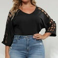 thumbnail image 2 of Uaswgudfs Women's Plus Size Oversizes-Fit Top with V-Neckline and Wide Geometric Sleeve Cutouts for Effortless Style and Comfort, 2 of 5
