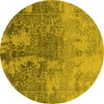 thumbnail image 1 of Ahgly Company Machine Washable Indoor Round Oriental Yellow Industrial Area Rugs, 6' Round, 1 of 4