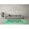 thumbnail image 3 of Ahgly Company Indoor Square Abstract Turquoise Blue Modern Area Rugs, 5' Square, 3 of 4