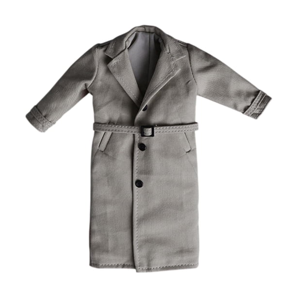 1/12 Figura masculina La gabardina larga gabardina en miniatura de cosplay de cosplay de la altura de la altura del abrigo Gris