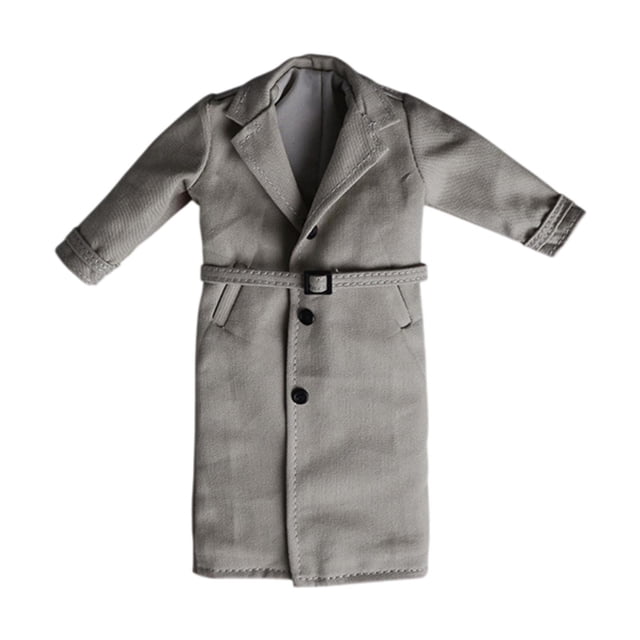 1/12 Figura masculina La gabardina larga gabardina en miniatura de cosplay de cosplay de la altura de la altura del abrigo Gris