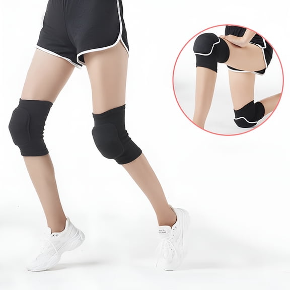 TELOLY 1 Pair Volleyball Knee Pads for Teen Youth Knee Compression Sleeve for Football Basketball Baseball Dancing Black
