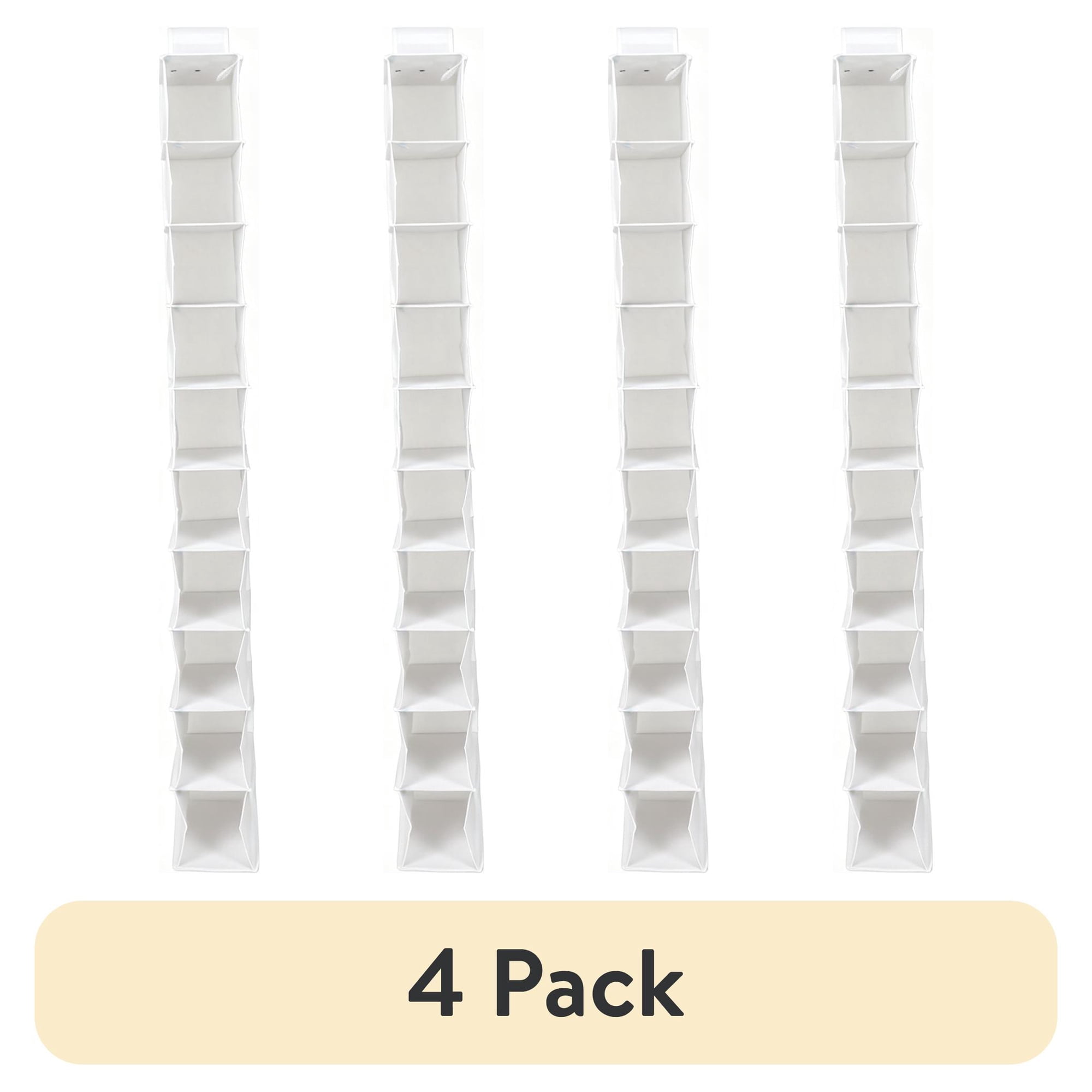 (4 pack) Mainstays 10 Shelf Hanging Closet Storage Shoe Organizer for Shoes Non Woven Arctic White