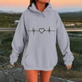 thumbnail image 2 of JSheng Hoodies Tops for Women Women's Casual Heart Printing Long Sleeve Comfortable Sweatshirt Tops Gray XL, 2 of 5