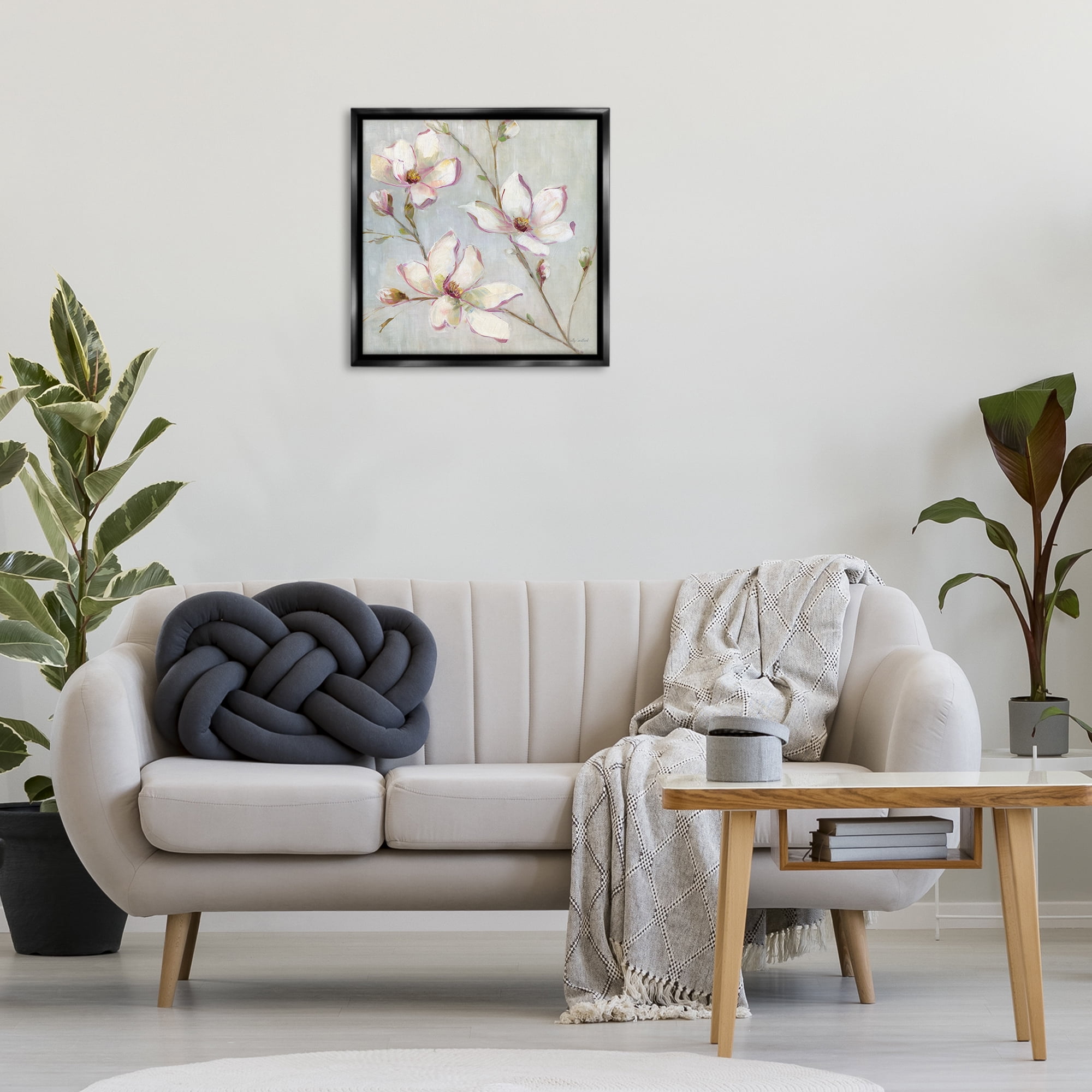 Stupell Industries Traditional Apple Blossoms Botanical & Floral Painting Black Floater Framed Art Print Wall Art, 25 x 25