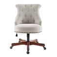 thumbnail image 3 of Linon Sinclair Chaise de Bureau Rembourrée Base en Bois avec Roues en Beige Naturel, 3 of 10