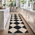 thumbnail image 2 of HIWEAVER Black/White 2' x 6' Easy Jute Runner for Kitchen Non Slip Stain Resistant Checkered Indoor Outdoor Throw Carpet Non Shedding Modern Geometric Mat for Hallway Outdoor Patio Rug, 2 of 6