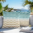 thumbnail image 5 of Waterproof Throw Pillow Covers Set of 2, 26x26 Inch Teal Brown Ombre Decorative Pillowcases Outdoor Pillow Slip Cushion Covers Set for Couch Tent Modern Gradient White Geometric, 5 of 7