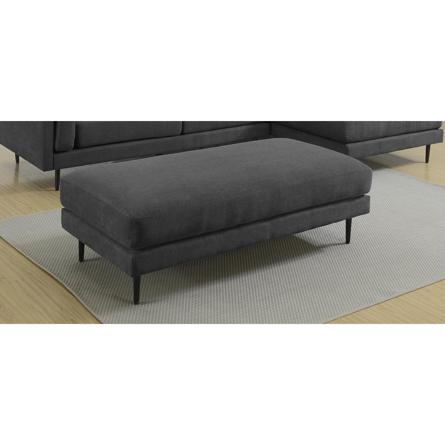 Colton Charcoal Ottoman in Polyester Fabric