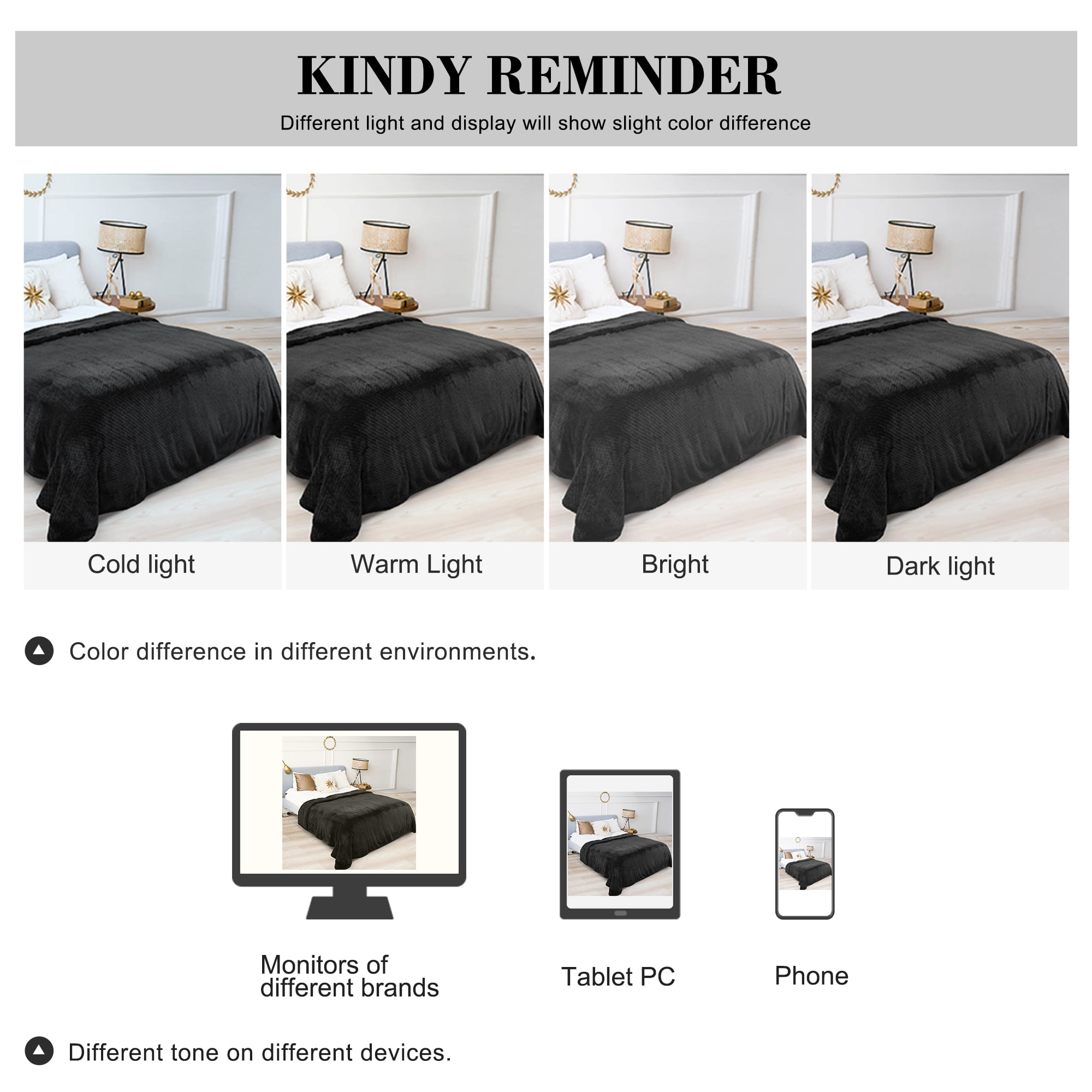 PiccoCasa Luxury Fleece Bed Blanket Woven Mesh Black 66"x90"