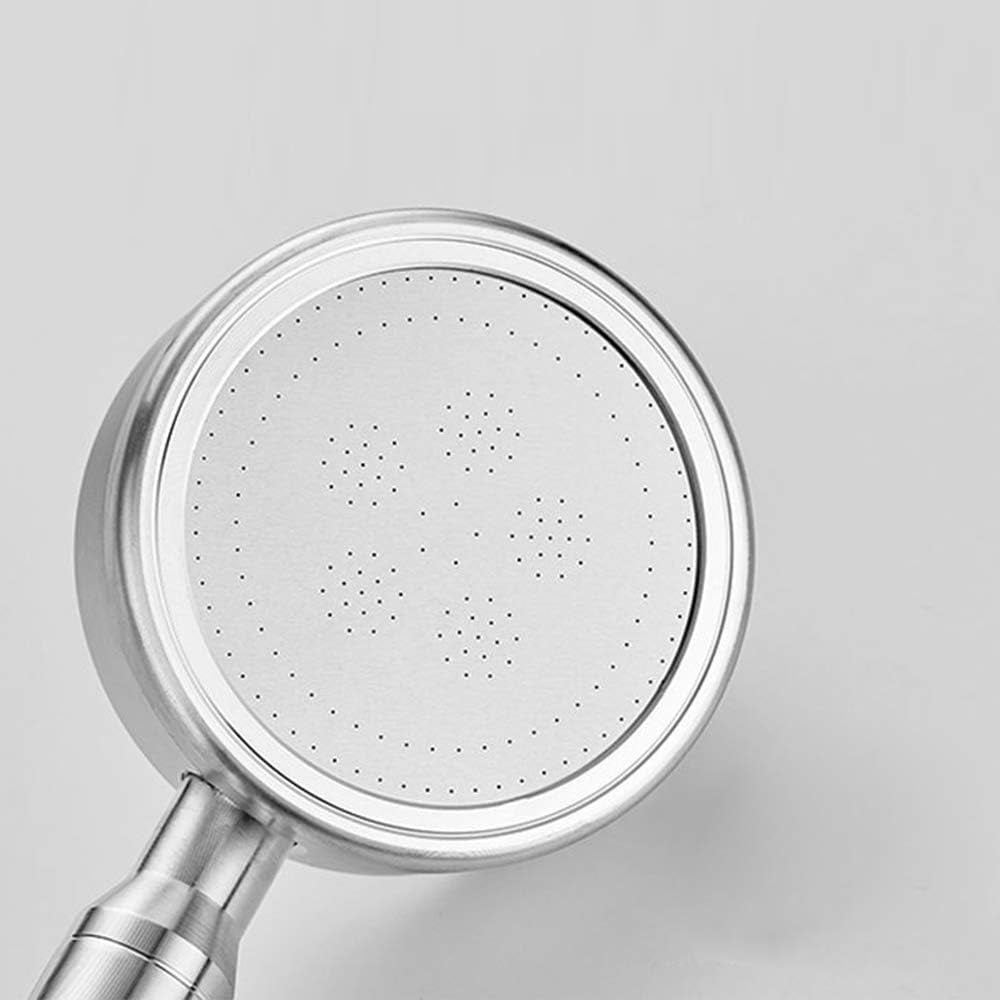 Handheld Shower Head Space Aluminum Pressurized Boost Spray Round Rain Shower Nozzle Bath Showerhead,Black