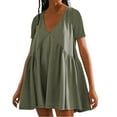 thumbnail image 1 of Jusqu'à 65 % de Réduction! Robes de Mode d'Été pour Femmes 2024 Grande Taille Couleur Unie Manches Courtes, 1 of 5