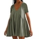 thumbnail image 1 of Puntoco Vestido De Manga Corta Con Cuello En V, Vestido De Verano De Manga Corta De Color Sólido Para Mujer Verde Xxl, 1 of 5