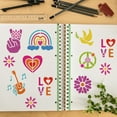 thumbnail image 7 of Hip Hop Stencil for Painting 11.8x11.8inch Large Guitar Music Note Stencil Flowers Dove of Peace Drawing Template Heart Rainbow Love Painting Stencil for Home Wall Floor Decoration DIY, 7 of 7