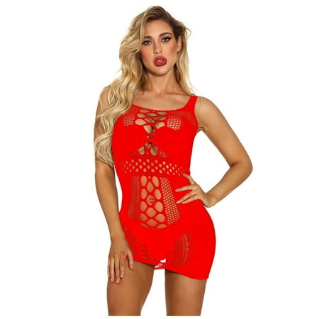 

Tejiojio Summer 2023 Clearance Seamless Women Fishnet Babydoll Lingerie Underwear Nightwear Sleepwear Hollow Dress