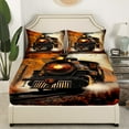thumbnail image 2 of Train Bedding Set Retro Steam Engine Fitted Sheet Twin Railway Track Transport Bed Sheets Teen Men,Autumn Fallen Leaves 2 Piece Bedding Decor Set(No Top Sheet), 2 of 5