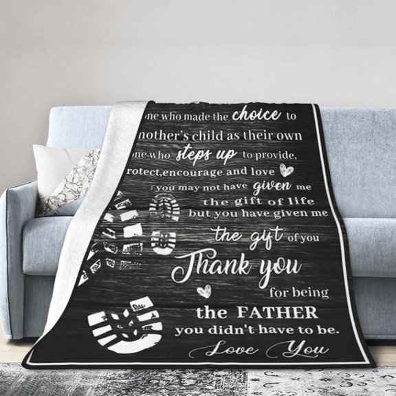 LHSHID To My Bonus Dad Throw Blanket Soft Fuzzy Fleece Blanket For Couch Bed Living Room Decoration 50x60in