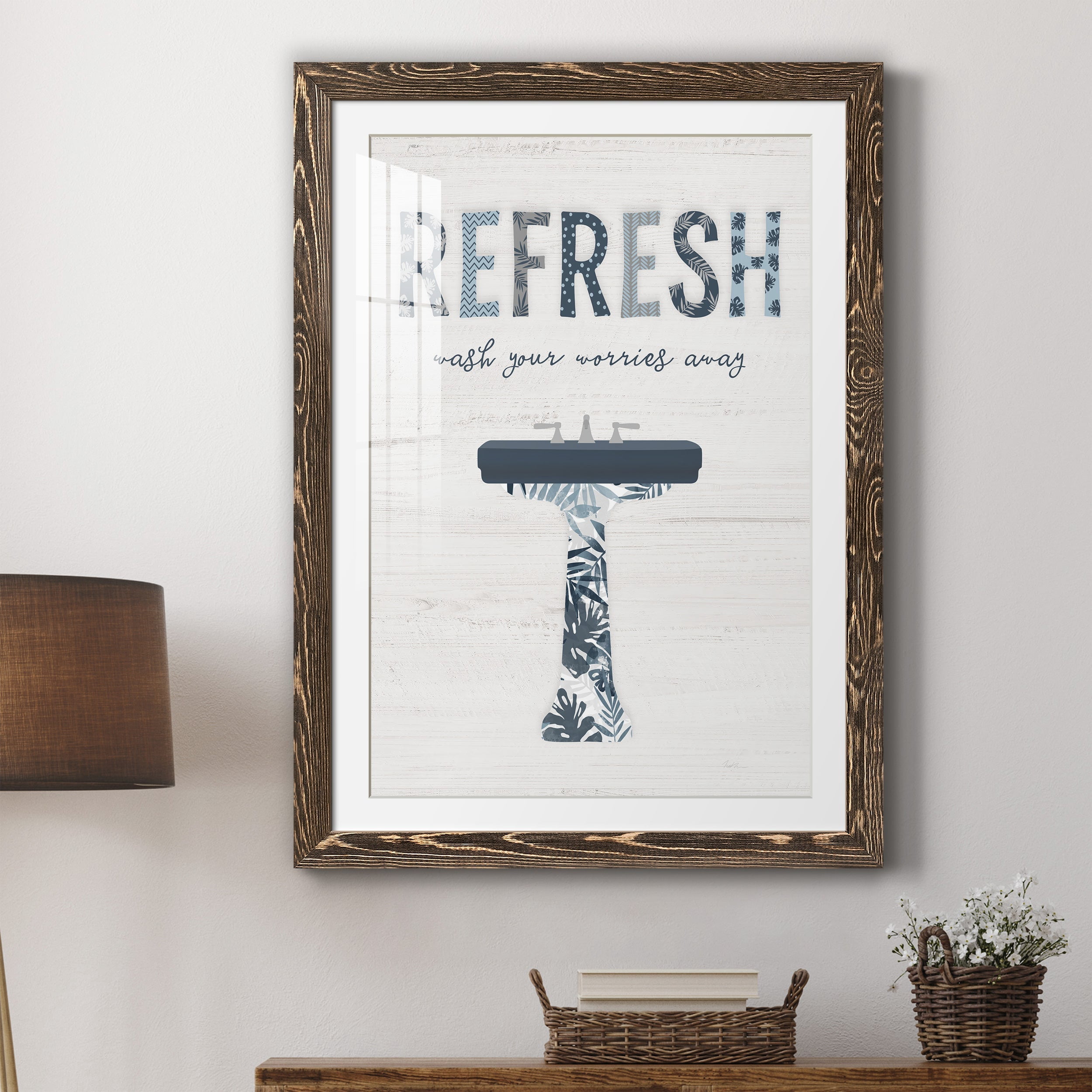 Palm Bath II - Premium Framed Print - Distressed Barnwood Frame - Ready to Hang