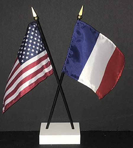 Includes 2 Flag Stands & 2 Small 4x6 Mini Stick Flags 1 American and 1 International Country Rayon 4x6 Office Desk & Little Hand Waving Table Flag Yemen Made in The USA 