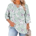 thumbnail image 2 of Babysbule Crewneck with Front Cutout 3/4 Sleeve, Position Print, Blouse & Top (Women's Plus Size), 2 of 6