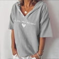 thumbnail image 2 of Birdeem Mode Femme Décontractée Manches Courtes Col en V Imprimé Lettre T-Shirt Blouse, 2 of 5
