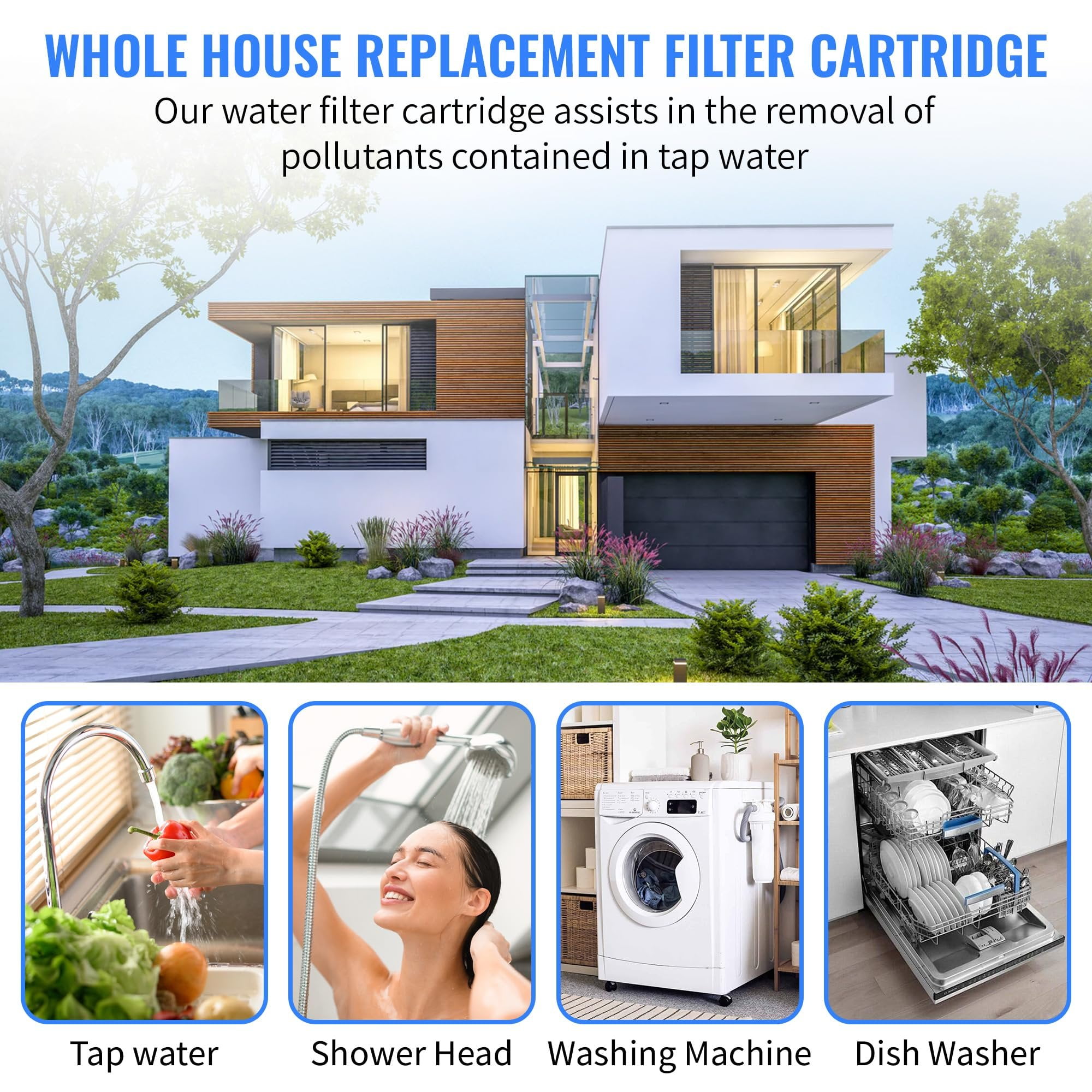 CFS  Polypropylene String Wound Water Filter Cartridges Compatible with Culligan Sediment Filter, Heavy Duty Well Water Filter Models  Whole House Replacement Filter Cartridge  5 Micron 4 Pack