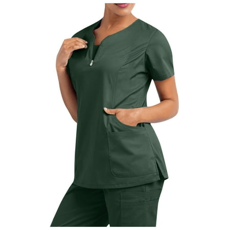 

TAIAOJING Women Scrubs Top Workwear Top T-Shirt For Short Sleeves Outdoor Loose Causal T-shirt