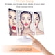 thumbnail image 2 of Espejo de maquillaje cosmético 21 luces LED Espejo de luz triple plegable Espejos LED de aumento 1X/2X/3X 180° ajustable con botón táctil Batería Cable USB Regalo del día de la madre, 2 of 8