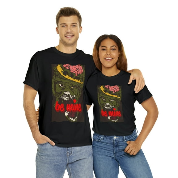 Be Mine Zombie Design Classy Unisex Heavy Cotton Tee