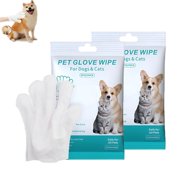 RAGUPEL Rinse-Free Dog Shampoo Mitts, Disposable Pet Grooming and Bathing Gloves, No Rinse Thickened Pet Glove Wipes for Dogs, Cats