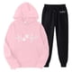 thumbnail image 1 of Gibobby Conjuntos de sudadera con bloques Conjuntos de pantalones para mujer Trajes de dos piezas Estampado de corazón Lindo conjunto a juego Sudadera con cap(Rosa,M), 1 of 2