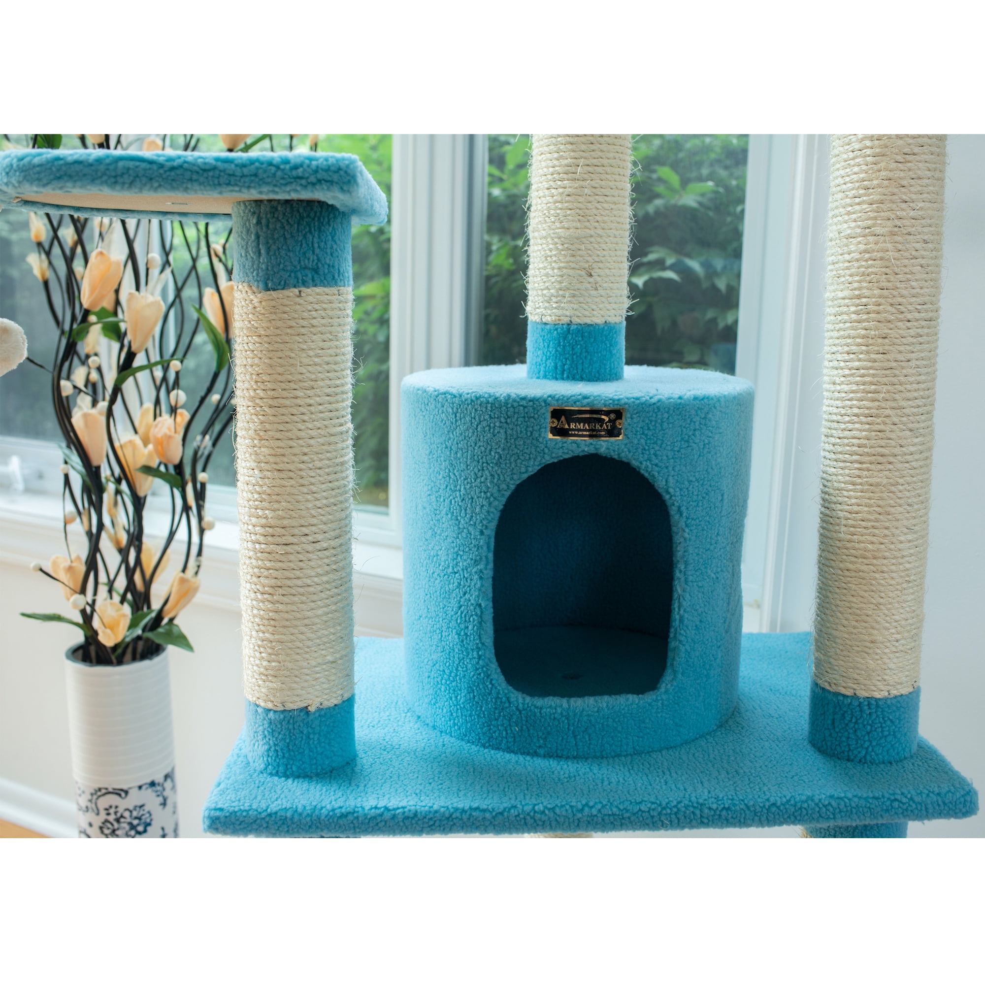 Armarkat Classic 65-Inch Real Wood Cat Tree, Model B6605, Sky Blue