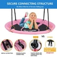 thumbnail image 4 of Hishine 43" 700LBS Saucer Tree Swing for Kids, Waterproof Flying Saucer Swing with A Swivel, Hanging Straps, Adjustable Ropes, Round Mat Spinner Swing for indoor/playground swing set,Pink, 4 of 7