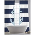 thumbnail image 6 of Sheer Curtains 96 Inches Long, Navy Blue Striped Light Filtering Window Curtains for Living Room/Bedroom, Blue Anchor Nautical Farmhouse Rod Pocket Voile Sheer Curtain Drapes, 52"W x 96"L, 2 Panels, 6 of 8