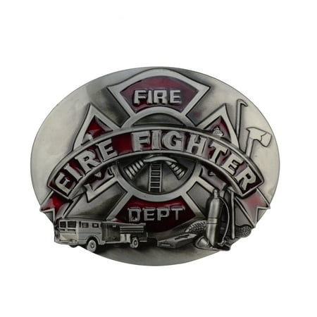 Shield Logo Belt Buckle - Metal Firefighter FD Logo Belt Buckle Men's/Women Fashion Fire Dept Fireman Gift