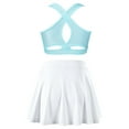 thumbnail image 2 of Xnihocha Kids Girls 2pcs Tennis Golf Sports Outfit U Neck Tank Top with Pleated Skort Skirt Set Gym Light Blue&White 14, 2 of 7