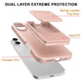 thumbnail image 3 of Allytechgroup iPhone 16 Case with Card Slots & Makeup Mirror, Rugged Shockproof Kickstand Bumper  Protective Hard PC Cover Phone Case for Apple iPhone 16, Rosegold, 3 of 7