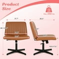 thumbnail image 6 of Criss Cross Chair, Armless  Vanity Chair Cross Legged Office Chair,  Adjustable Wide Swivel Desk Chair for Home Office No Wheels, Brown, 6 of 6