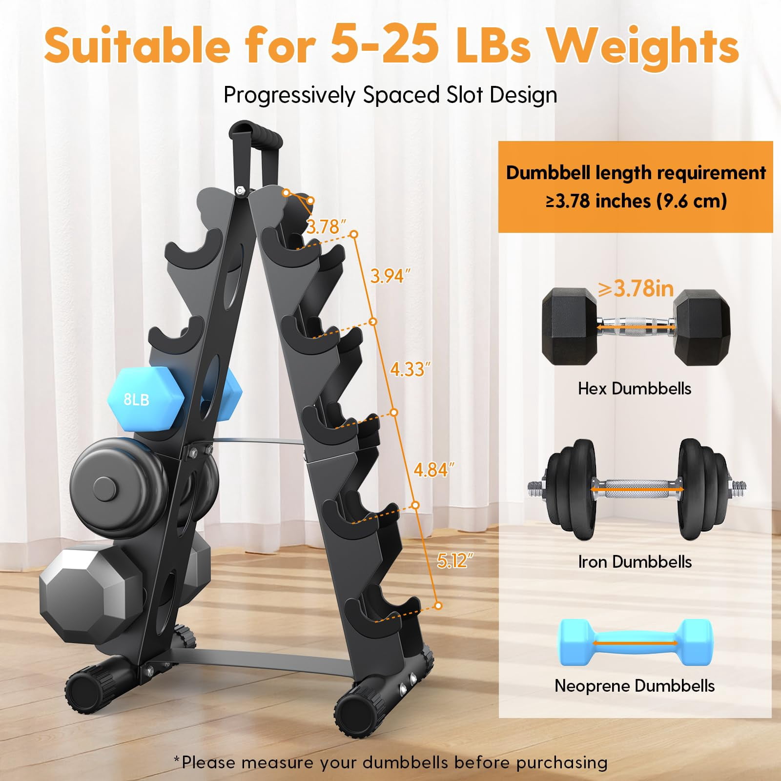 5 Tier | 3-tier Dumbbell Rack Stand Only  A-frame Design Weight With Handle Weights Metal Strength Dumbbells Storage For Home Gym Space Saver (dumbells Not Included)