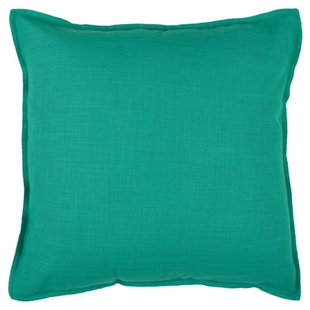 Rizzy Home Solid Cotton Decorative Throw Pillow, 20" x 20", Teal