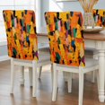 Abstract Brushstrokes Chair Back Covers Set of 4 Modern Colorful Color ...