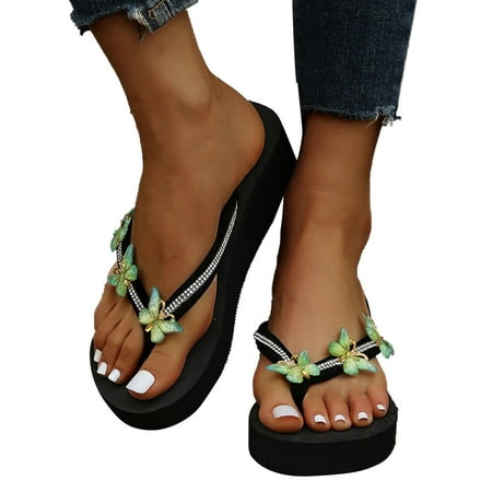 

YanHoo Women s Slide Sandals - Dressy Beach Slippers Slip On Flat Sandals Cute Low Wedge Flip Flop Thong Summer Open Toe Sandal Shoes
