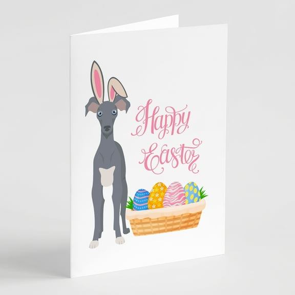 Gray Italian Greyhound Easter Greeting Cards and Envelopes Pack of 8 7 in x 5 in